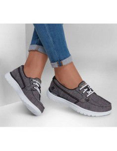 Skechers Γυναικεία Boat Shoes σε Γκρι Χρώμα 136453-BKW 2