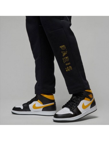 Jordan Paris Saint Germain Παντελόνι Φόρμας με Λάστιχο Fleece Black/Tour Yellow DV0621-010