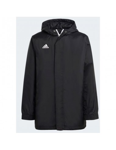 Adidas Παιδικό Αθλητικό Μπουφάν Μακρύ με Επένδυση & Κουκούλα Μαύρο Entrada 22 Stadium IB6078