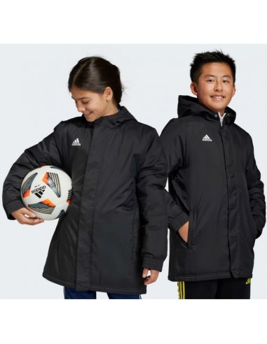 Adidas Παιδικό Αθλητικό Μπουφάν Μακρύ με Επένδυση & Κουκούλα Μαύρο Entrada 22 Stadium IB6078
