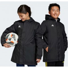 Adidas Παιδικό Αθλητικό Μπουφάν Μακρύ με Επένδυση & Κουκούλα Μαύρο Entrada 22 Stadium IB6078