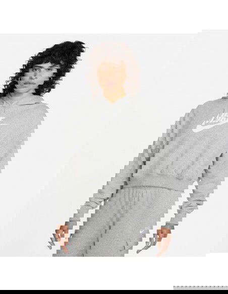 Nike Cropped Γυναικείο Φούτερ με Κουκούλα Γκρι DQ5850-063