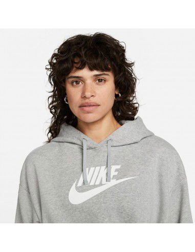 Nike Cropped Γυναικείο Φούτερ με Κουκούλα Γκρι DQ5850-063