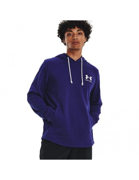 Under Armour Rival Terry Ανδρικό Φούτερ με Κουκούλα και Τσέπες Navy Μπλε 1370401-468