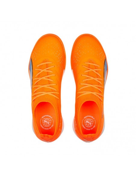 Puma Ultra Eltimate Cage TT 107210-01 Χαμηλά Ποδοσφαιρικά Παπούτσια με Σχάρα Ultra Orange / White / Blue Glimmer