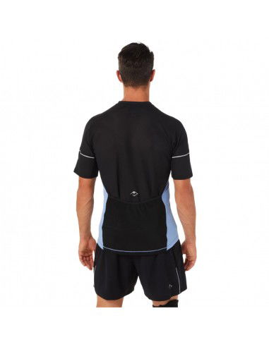 ASICS Fujitrail Ανδρική Μπλούζα με Φερμουάρ Κοντομάνικη Black / Blue 2011B895-412