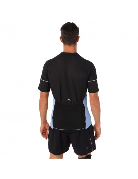 ASICS Fujitrail Ανδρική Μπλούζα με Φερμουάρ Κοντομάνικη Black / Blue 2011B895-412