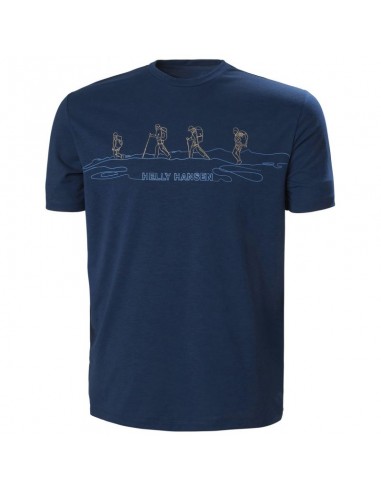Helly Hansen Skog Recycled Ανδρικό T-shirt Navy Μπλε με Στάμπα 63082-584