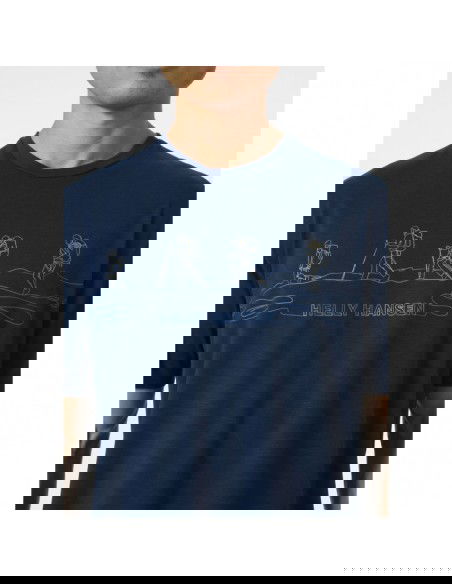 Helly Hansen Skog Recycled Ανδρικό T-shirt Navy Μπλε με Στάμπα 63082-584
