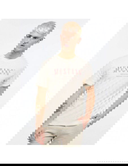 Mustang Ανδρικό T-shirt Κοντομάνικο Μπεζ 1013802-8001