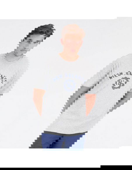 New Balance Ανδρικό Αθλητικό T-shirt Κοντομάνικο Γκρι MT31904AG