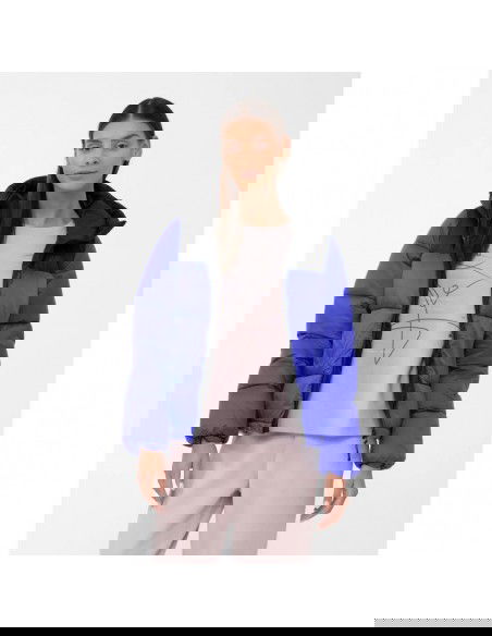 4F Κοντό Γυναικείο Puffer Μπουφάν για Χειμώνα Μπλε 4FAW23TDJAF230-36S