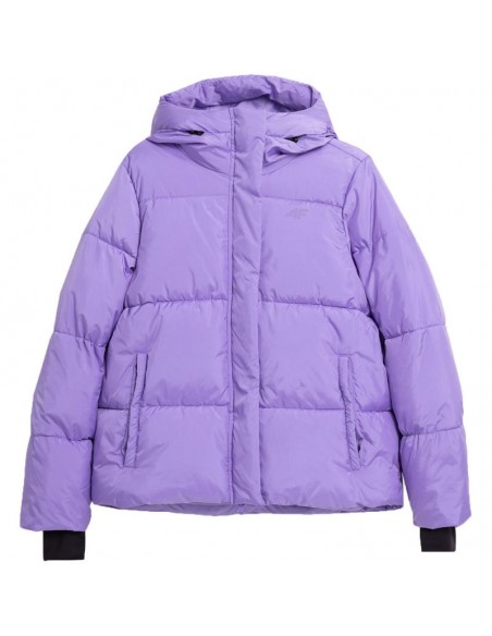 4F Κοντό Γυναικείο Puffer Μπουφάν για Χειμώνα Μωβ 4FAW23TDJAF234-51S