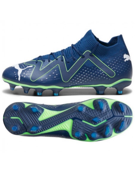 Puma Match FG/AG 107370-03 Ψηλά Ποδοσφαιρικά Παπούτσια με Τάπες Persian Blue / White / Pro Green