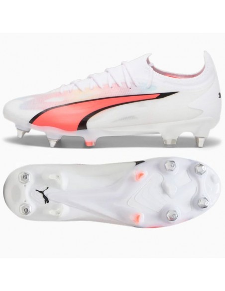 Puma Ultra Ultimate MxSG 107504-01 Χαμηλά Ποδοσφαιρικά Παπούτσια με Τάπες Λευκά