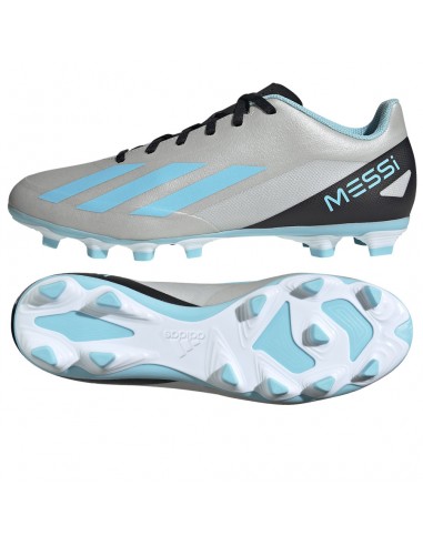 Adidas X Crazyfast Messi.4 FxG IE4072 Χαμηλά Ποδοσφαιρικά Παπούτσια με Τάπες Silver Metallic / Bliss Blue / Core Black