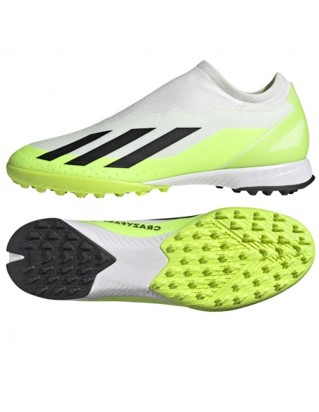 Adidas X Crazyfast.3 Laceless TF ID9346 Χαμηλά Ποδοσφαιρικά Παπούτσια με Σχάρα Cloud White / Core Black / Lucid Lemon