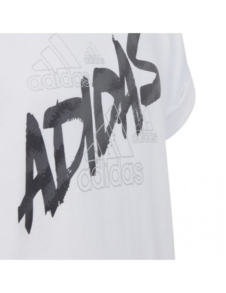 Adidas Παιδική Καλοκαιρινή Μπλούζα Κοντομάνικη Λευκή HR5818