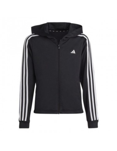 Adidas Αθλητική Παιδική Ζακέτα με Κουκούλα Μαύρη Aeroready 3-Stripes HR5792