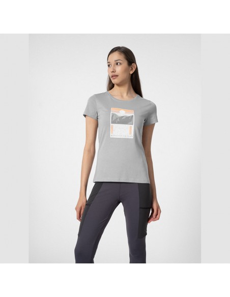 4F Γυναικείο T-shirt Γκρι 4FSS23TFTSF274-27S