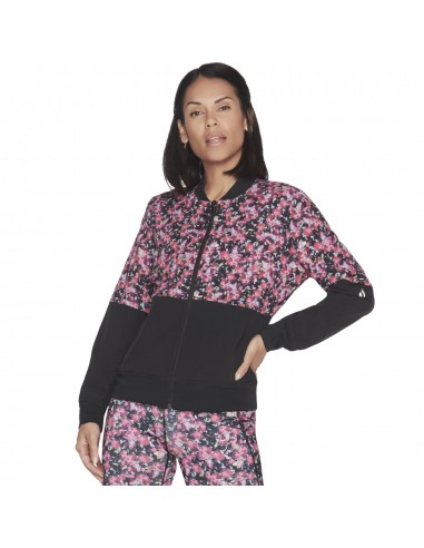 Skechers Fantasy Fields Κοντό Γυναικείο Bomber Jacket Διπλής Όψης Ροζ WJA314-BKRB