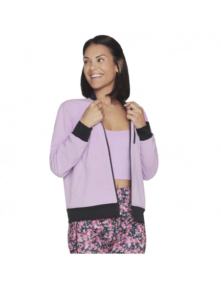 Skechers Fantasy Fields Κοντό Γυναικείο Bomber Jacket Διπλής Όψης Ροζ WJA314-BKRB