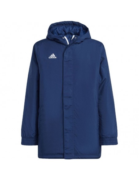 Adidas Παιδικό Αθλητικό Μπουφάν Μακρύ με Επένδυση & Κουκούλα Μπλε Entrada 22 Stadium IB6079