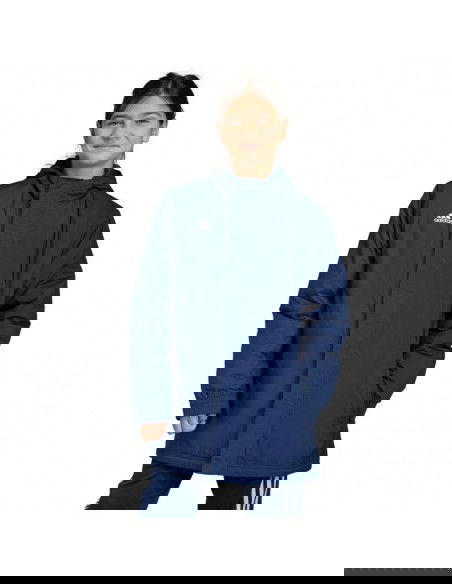 Adidas Παιδικό Αθλητικό Μπουφάν Μακρύ με Επένδυση & Κουκούλα Μπλε Entrada 22 Stadium IB6079