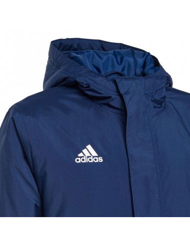 Adidas Παιδικό Αθλητικό Μπουφάν Μακρύ με Επένδυση & Κουκούλα Μπλε Entrada 22 Stadium IB6079