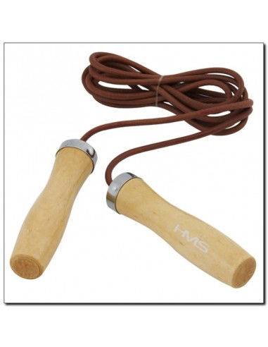 Leather skipping rope with a wooden handle HMS SK07