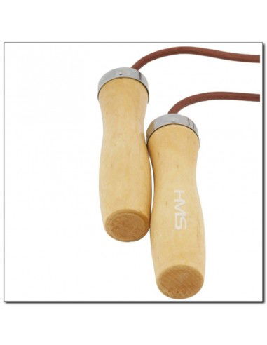 Leather skipping rope with a wooden handle HMS SK07