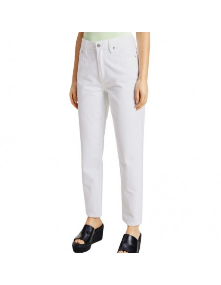 Calvin Klein Ψηλόμεσο Γυναικείο Jean Παντελόνι σε Mom Εφαρμογή Λευκό J20J218514-1AA