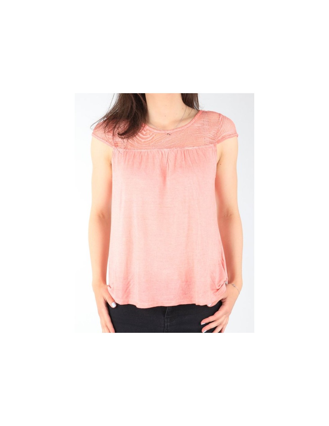 Wrangler Capsleeve Tee Coral Peach W W7337FDJX