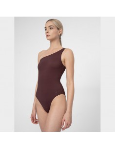 4F Ολόσωμο Μαγιό με Έναν Ώμο Καφέ 4FSS23USWSF027-81S