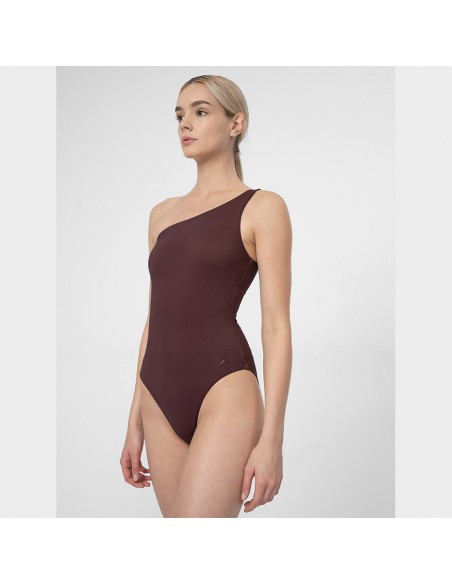 4F Ολόσωμο Μαγιό με Έναν Ώμο Καφέ 4FSS23USWSF027-81S