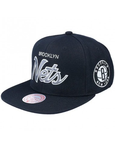 Mitchell Ness NBA Brooklyn Nets Team Script 20 Snapback Nets Cap HHSS3280BNEYYPPPBLCK