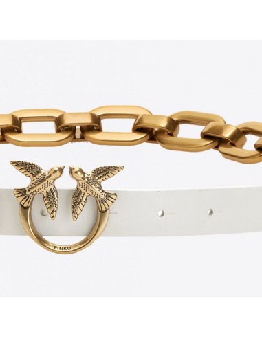 PINKO｜Love Birds レザーベルト ピーチオレンジ レディース Love Birds high leather belt 4cm
