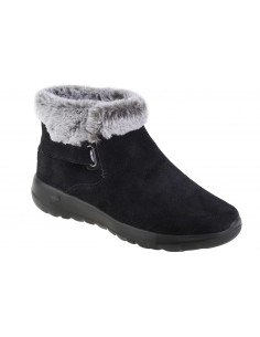 Skechers On The Go Suede Γυναικεία Μποτάκια με Πλατφόρμα & Γούνα Μαύρα 144041-BKGY