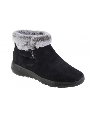 Skechers On The Go Suede Γυναικεία Μποτάκια με Πλατφόρμα & Γούνα Μαύρα 144041-BKGY