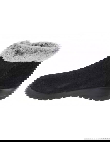 Skechers On The Go Suede Γυναικεία Μποτάκια με Πλατφόρμα & Γούνα Μαύρα 144041-BKGY