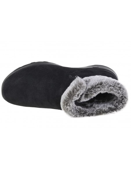 Skechers On The Go Suede Γυναικεία Μποτάκια με Πλατφόρμα & Γούνα Μαύρα 144041-BKGY