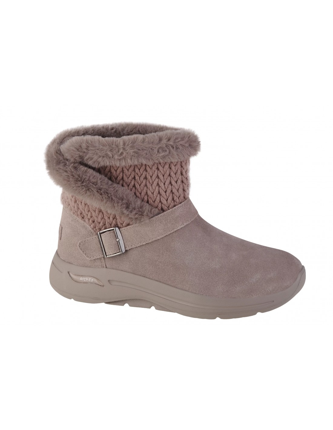 Skechers Go Walk Suede Γυναικεία Μποτάκια με Πλατφόρμα & Γούνα Ροζ 144422-DKTP