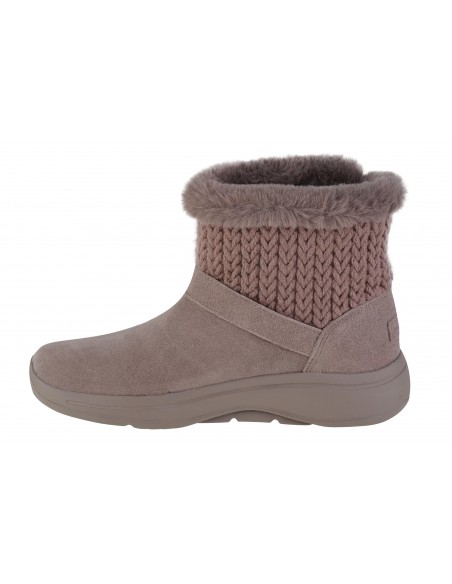 Skechers Go Walk Suede Γυναικεία Μποτάκια με Πλατφόρμα & Γούνα Ροζ 144422-DKTP