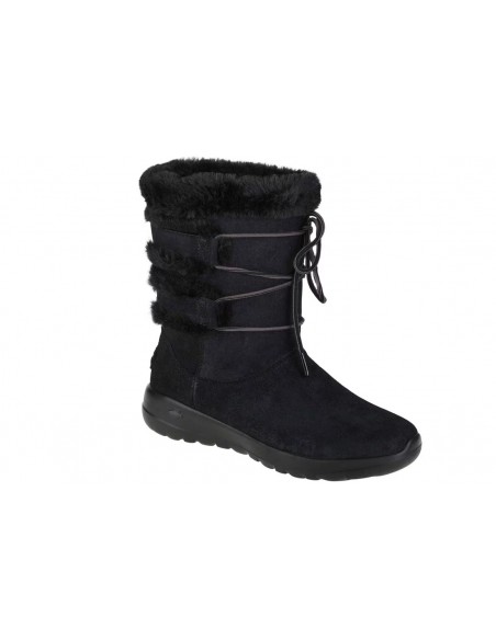 Skechers On The Go Joy Cyclone Suede Γυναικεία Μποτάκια με Γούνα Μαύρα 144020-BBK