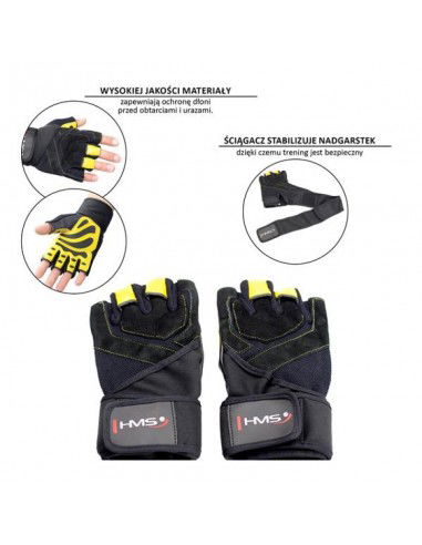 Gym gloves Black Yellow HMS RST01 XXL