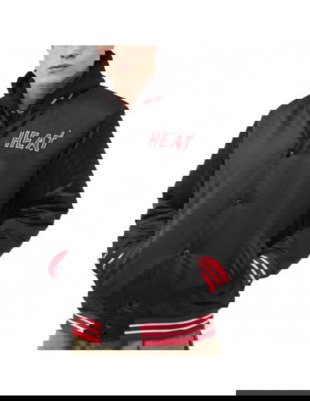 Mitchell Ness NBA Heavyweight Satin Jacket Miami Heat M OJBF3413MHEYYPPPBLCK