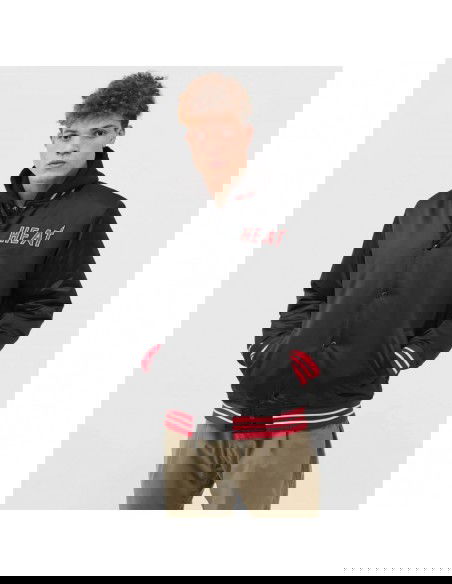 Mitchell Ness NBA Heavyweight Satin Jacket Miami Heat M OJBF3413MHEYYPPPBLCK