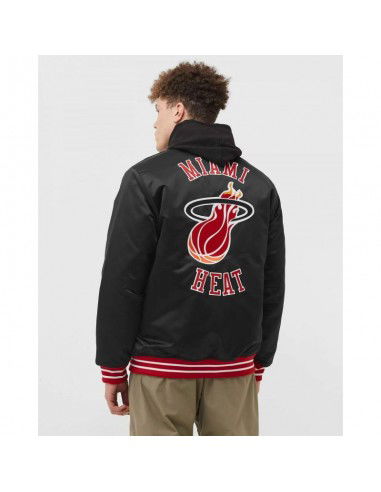 Mitchell Ness NBA Heavyweight Satin Jacket Miami Heat M OJBF3413MHEYYPPPBLCK