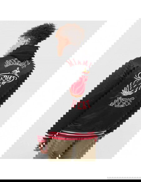 Mitchell Ness NBA Heavyweight Satin Jacket Miami Heat M OJBF3413MHEYYPPPBLCK