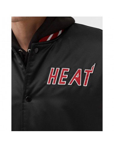 Mitchell Ness NBA Heavyweight Satin Jacket Miami Heat M OJBF3413MHEYYPPPBLCK